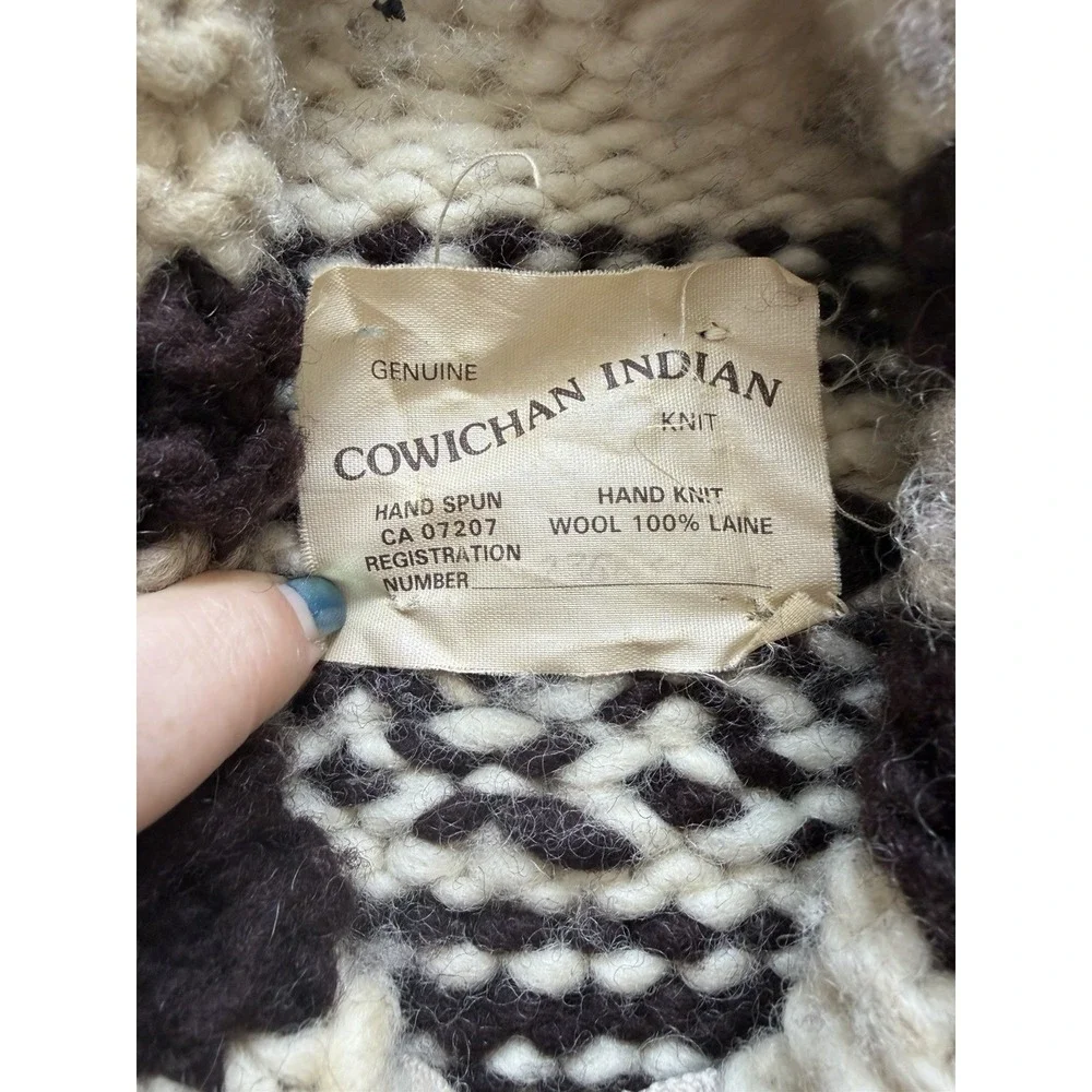 Vintage Cowichan Sweater Vest Hand‎ Spun Wool Fair Isle Original Cert Tag XL